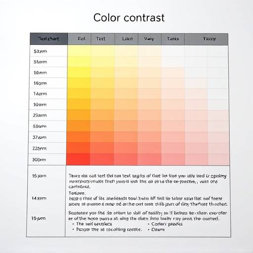 Graphique comparant diff&radic;&copy;rents niveaux de contraste de couleurs sur des textes.