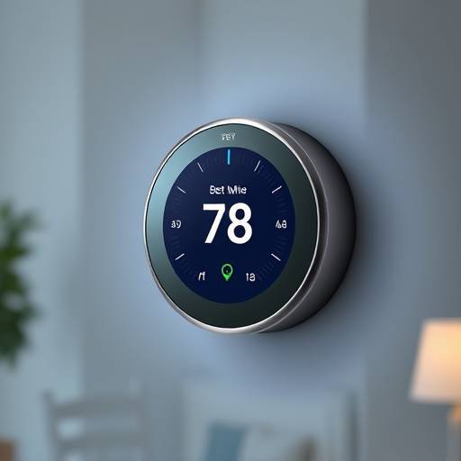 Illustration d'un thermostat intelligent affichant une temp&eacute;rature confortable