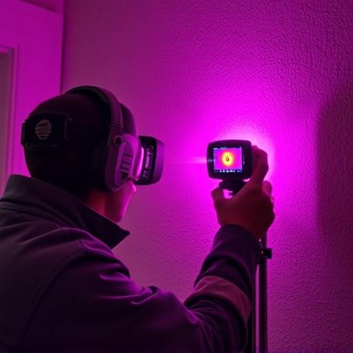 Un professionnel effectuant une inspection thermique d'un mur int&eacute;rieur
