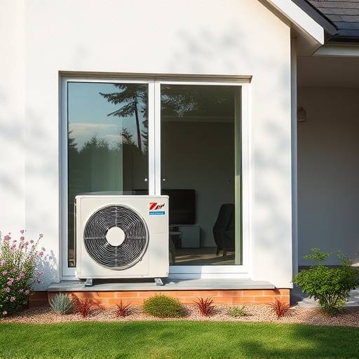 Vue d'ensemble d'une pompe &radic;&dagger; chaleur install&radic;&copy;e discr&radic;&reg;tement &radic;&dagger; l'ext&radic;&copy;rieur d'une maison